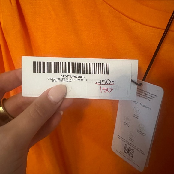 zero and maria cornejo jersey ruched muscle dress tangerine size large NWT - Picture 4 of 5